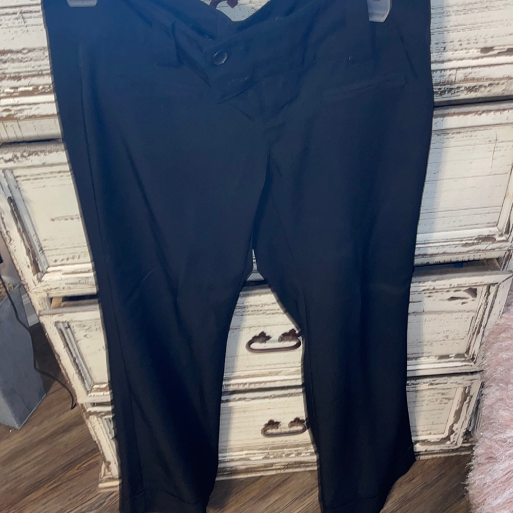 NWOT taunt black wide leg pants 👖 nice fake pockets belt loop size 12-13